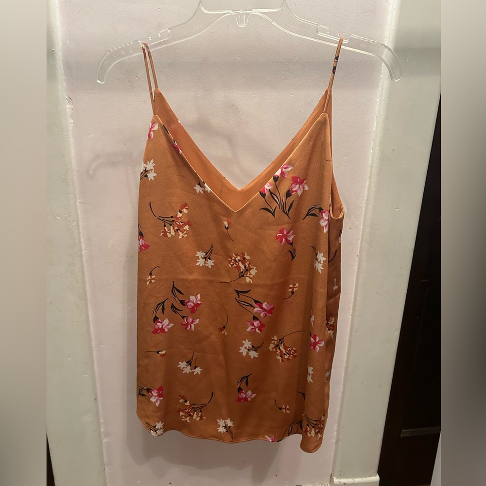EXPRESS Silky Burnt Orange/ Floral Tank (sz M)